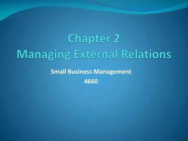 chapter 2 managing external relations