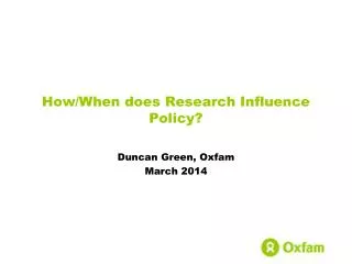 How/When does Research Influence Policy?