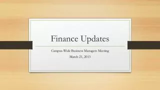 Finance Updates