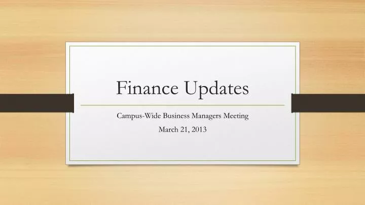 finance updates