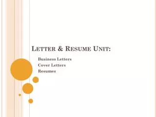 Letter &amp; Resume Unit: