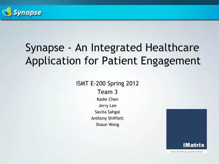 synapse an integrated healthcare application for patient engagement