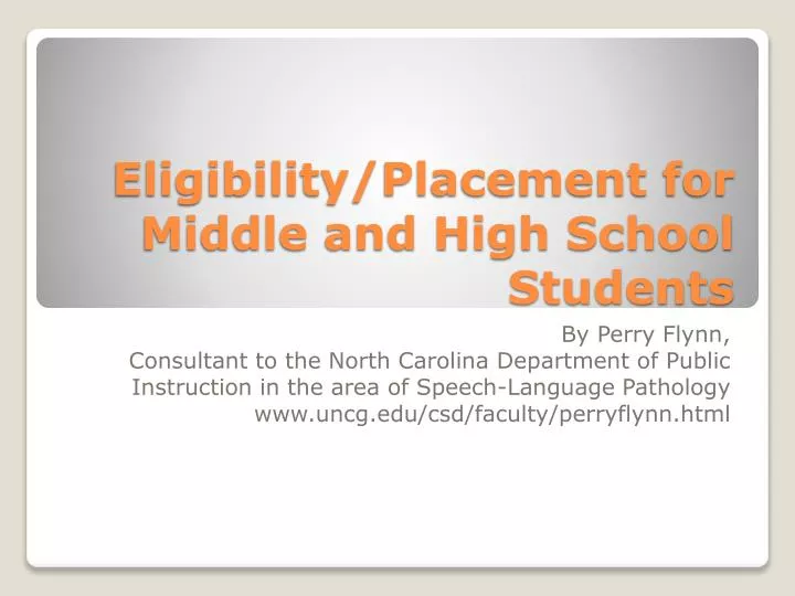 eligibility placement for middle and high school students