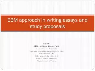 EBM approach in writing essays and study proposals