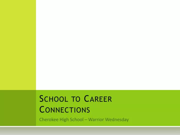 school to career connections