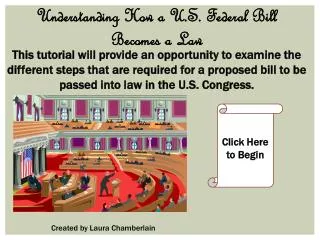 This tutorial will provide an opportunity to examine the different steps that are required for a proposed bill to be pas