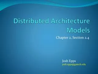 Distributed Architecture Models