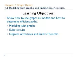 Chapter 7 Graph Theory 7.1 Modeling with graphs and finding Euler circuits.