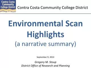 Environmental Scan Highlights (a narrative summary)