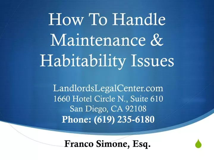 how to handle maintenance habitability issues