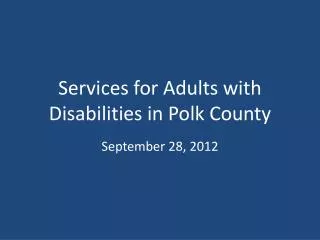 Services for Adults with Disabilities in Polk County