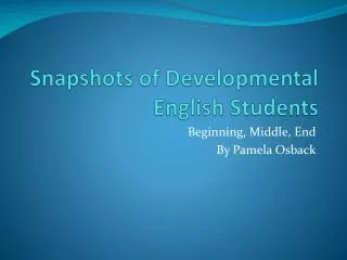 Snapshots of Developmental English Students
