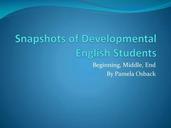 snapshots of developmental english students