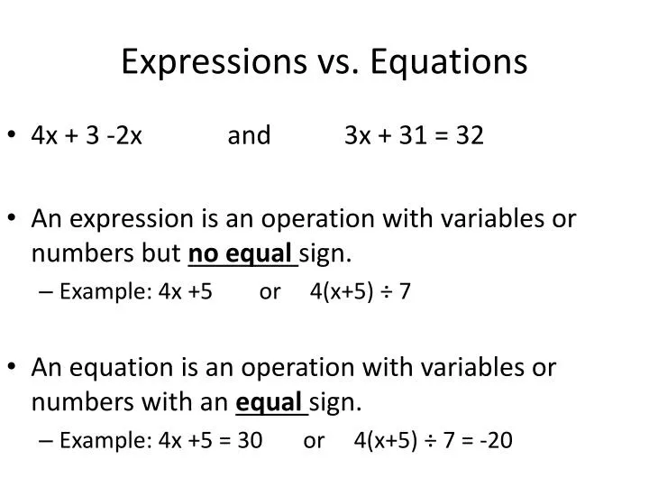 expressions vs equations