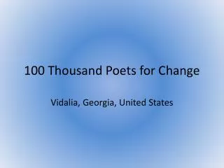 100 Thousand Poets for Change