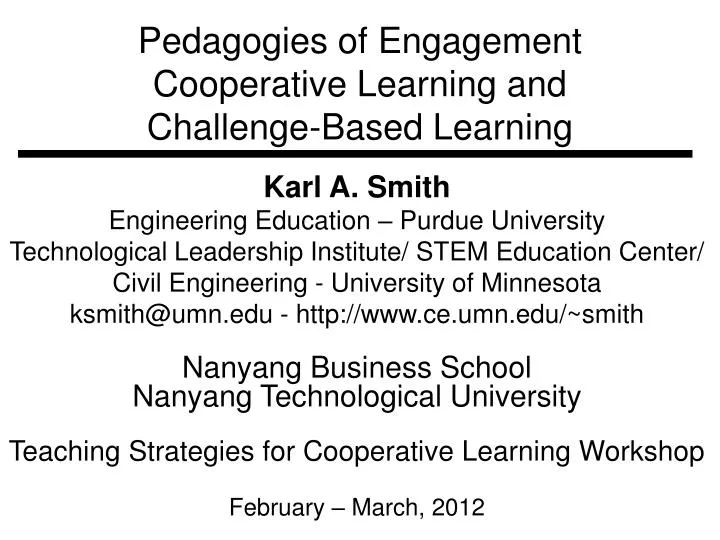 pedagogies of engagement cooperative learning and challenge based learning