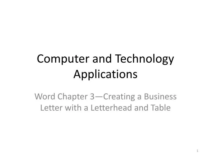 computer and technology applications