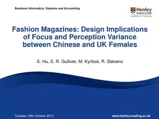 Fashion Magazines: Design Implications of Focus and Perception Variance between Chinese and UK Females
