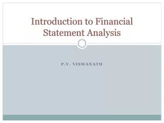 Introduction to Financial Statement Analysis