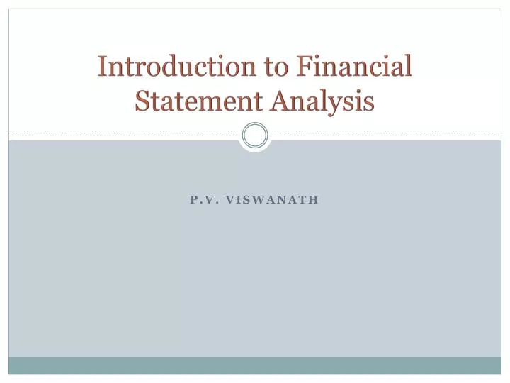 introduction to financial statement analysis