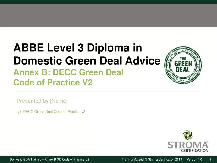 abbe level 3 diploma in domestic green deal advice annex b decc green deal code of practice v2