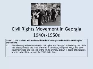 Civil Rights Movement in Georgia 1940s-1950s