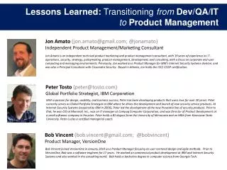 Lessons Learned: Transitioning from Dev/QA/IT to Product Management