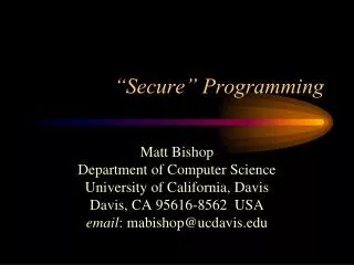“Secure” Programming