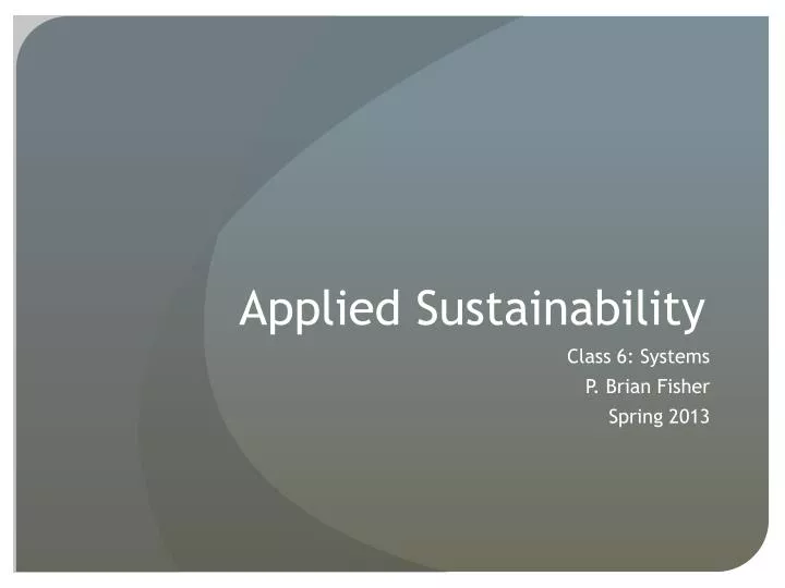 applied sustainability