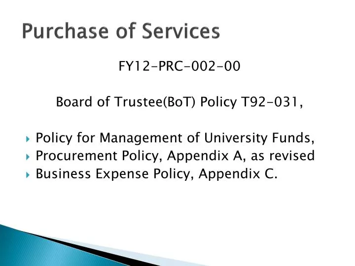purchase of services