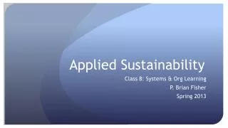 Applied Sustainability