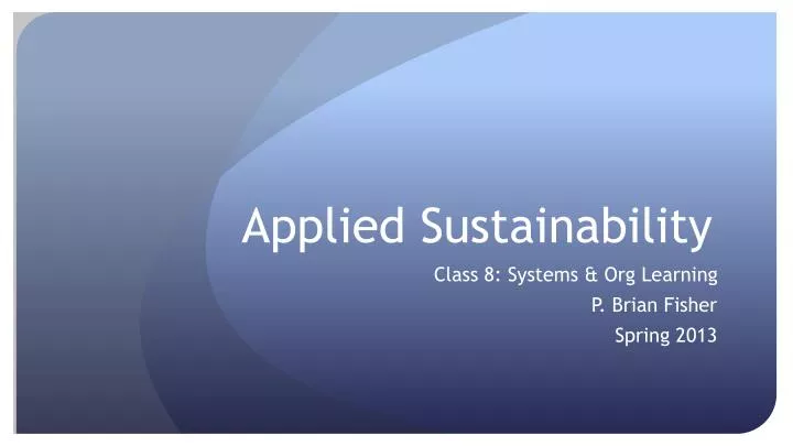 applied sustainability