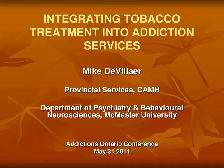 integrating tobacco treatment into addiction services