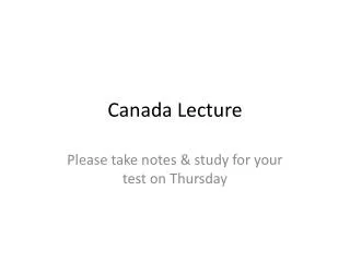 Canada Lecture