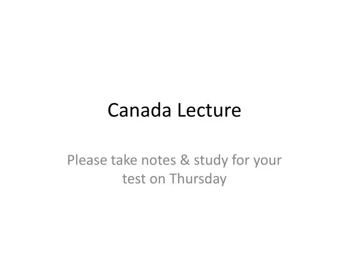 canada lecture