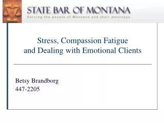 Stress, Compassion Fatigue and Dealing with Emotional Clients