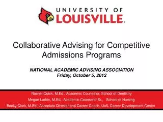 Collaborative Advising for Competitive Admissions Programs NATIONAL ACADEMIC ADVISING ASSOCIATION Friday, October 5 ,