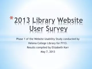 2013 Library Website User Survey