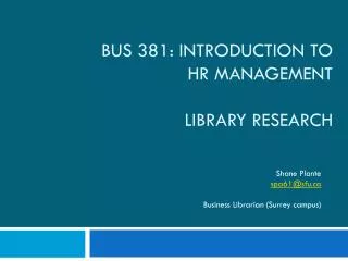 BUS 381: Introduction to HR Management library research