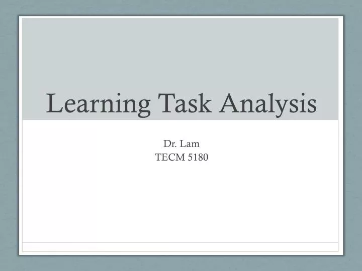 learning task analysis