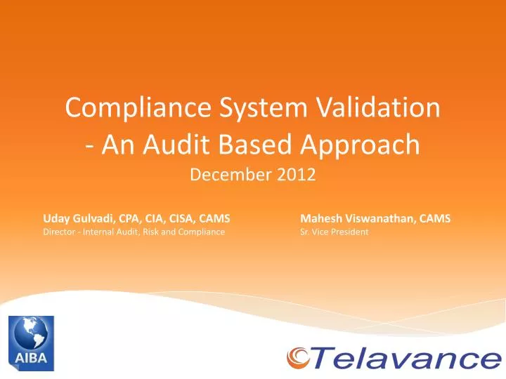 compliance system validation an audit based approach december 2012