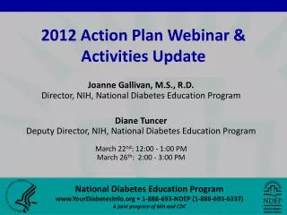2012 Action Plan Webinar &amp; Activities Update