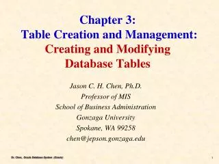 Chapter 3: Table Creation and Management: Creating and Modifying Database Tables