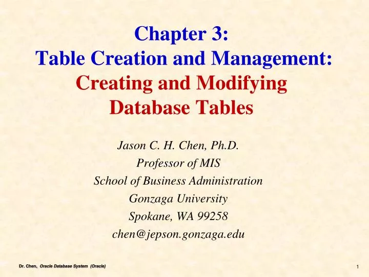 chapter 3 table creation and management creating and modifying database tables