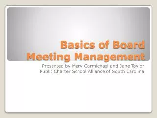 Basics of Board Meeting Management