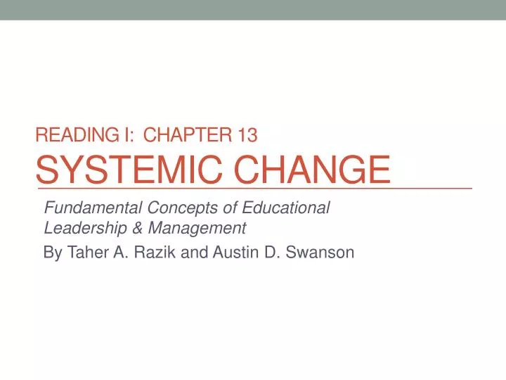 reading i chapter 13 systemic change