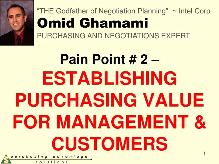 pain point 2 establishing purchasing value for management customers