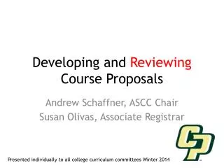 Developing and Reviewing Course Proposals