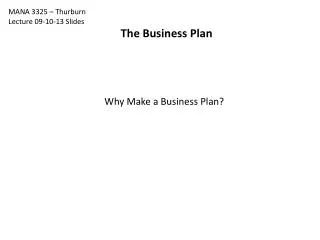 The Business Plan