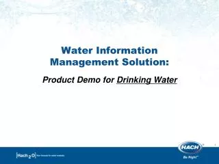 Water Information Management Solution: Product Demo for Drinking Water
